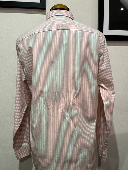 Tommy Hilfiger Regular Fit 100% Cotton Pink White Stripe Shirt Size Large