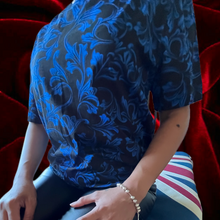 Load image into Gallery viewer, Versace Ladies Blue Baroque Tee Size Small Made it Italy