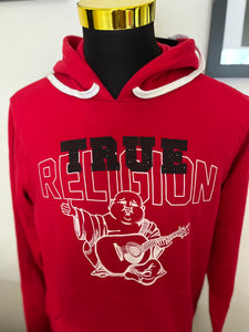 True Religion 100% Cotton Logo Embroidered Red Hoodie Size M BNWT