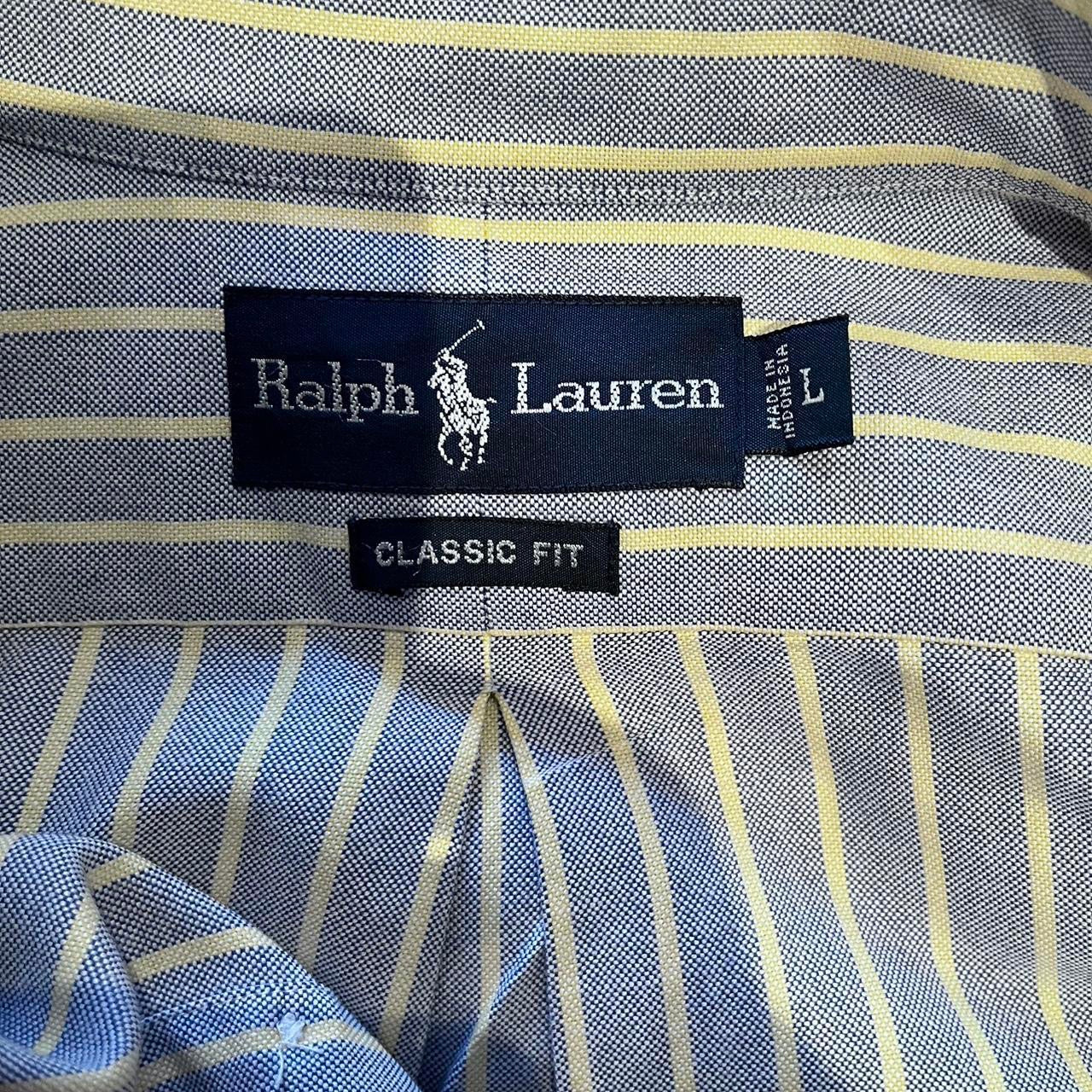 Ralph Lauren 100% Cotton Blue Yellow Oxford Shirt Size US Large / Aus XL