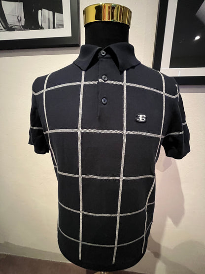 Ben Sherman 100% Cotton Blue Check Polo Shirt Size Large Regular Fit