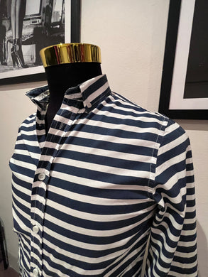 The Academy Brand 100% Cotton Blue White Stripe Shirt Size Medium Slim Fit