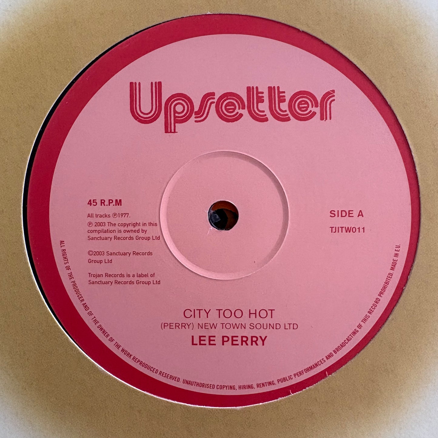 Lee Perry “City Too Hot” / “Lion A De Winner” 2 Track 12” Vinyl Trojan Records