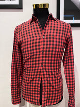 Load image into Gallery viewer, Burberry Brit 100% Cotton Logo Pocket Red Black Check Shirt Size Small Slim Fit