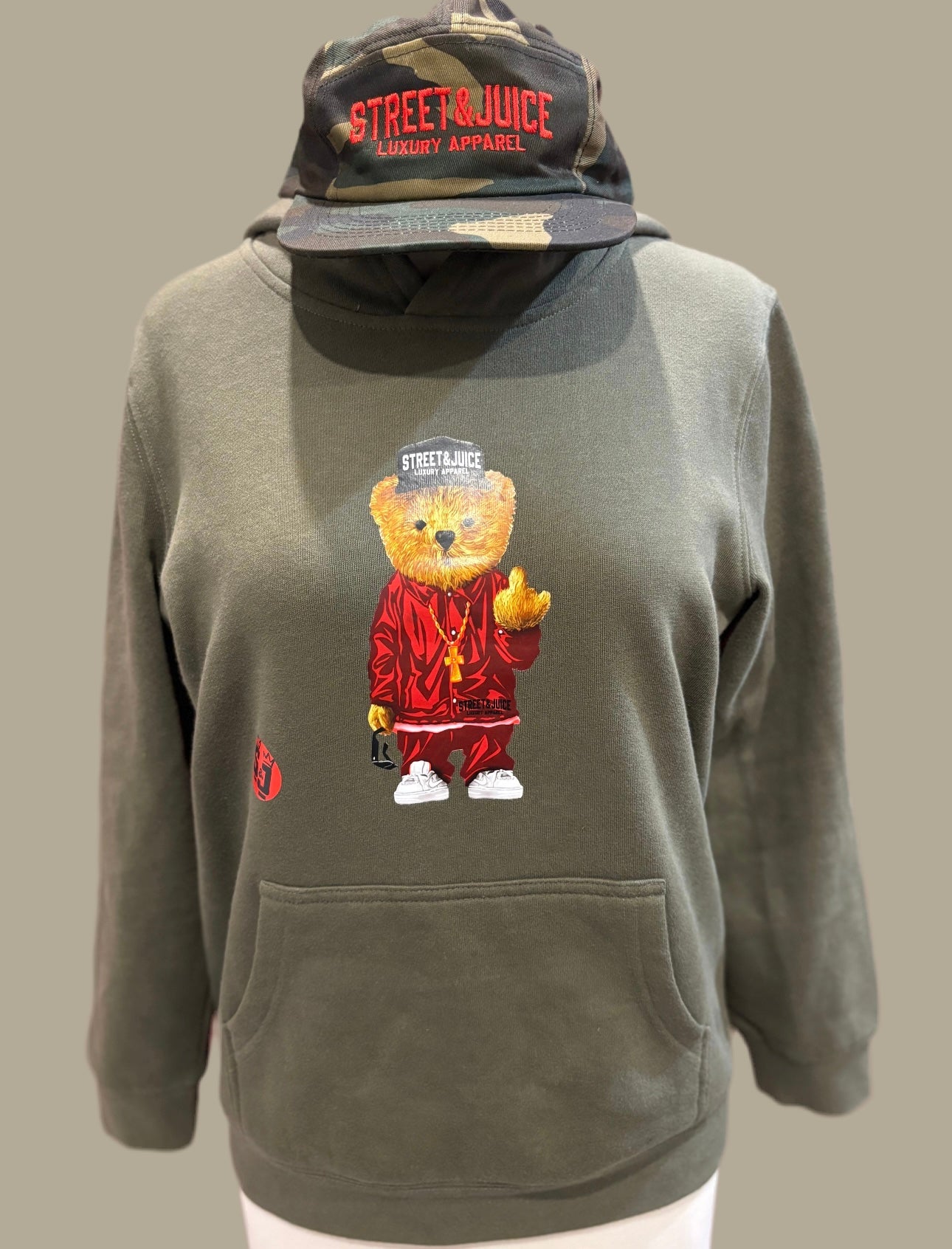 Street & Juice Kids 100% Cotton Green Chest Logo Hoodie