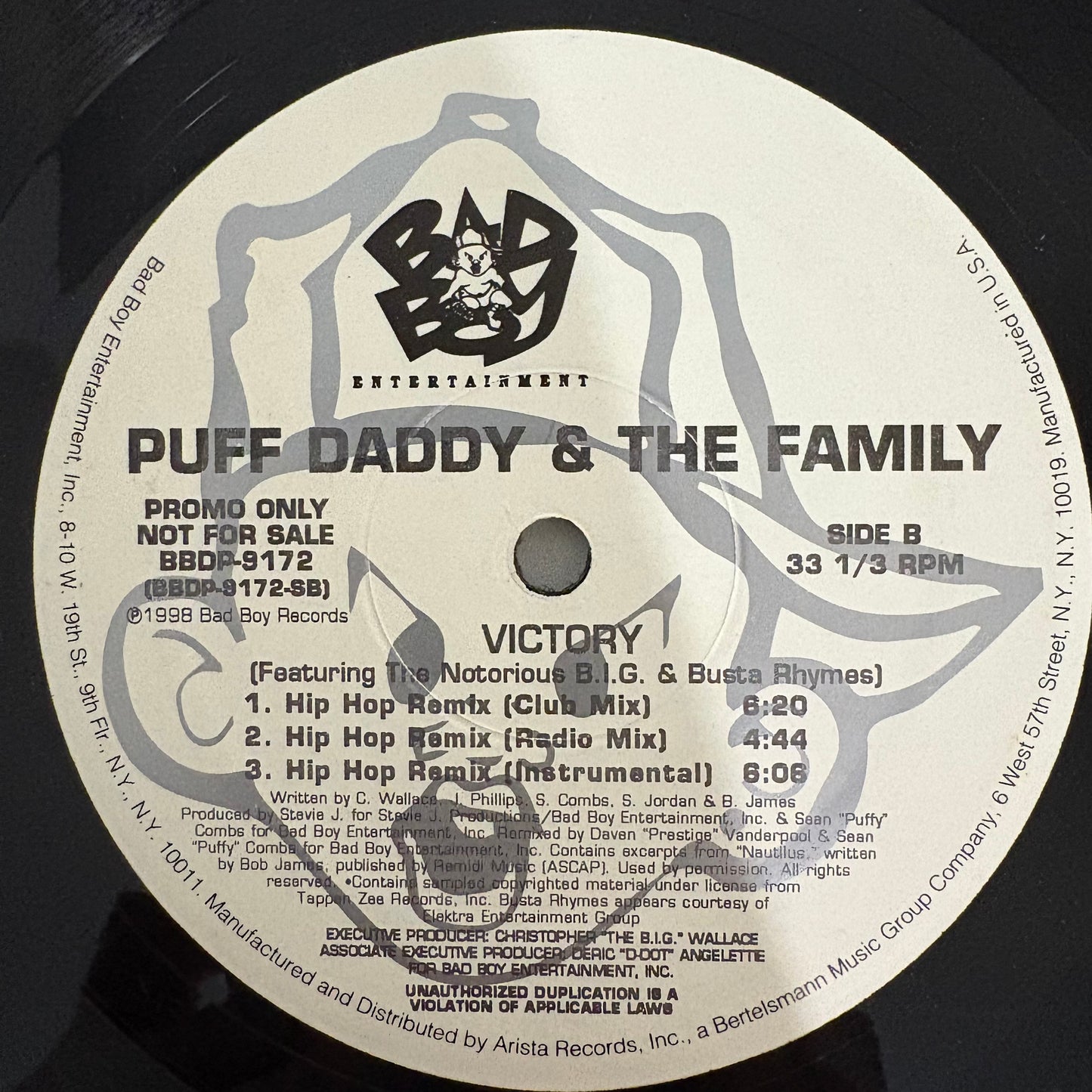 Puff Daddy & The Family Feat The Notorious BIG “Victory” 6 Version 12inch vinyl