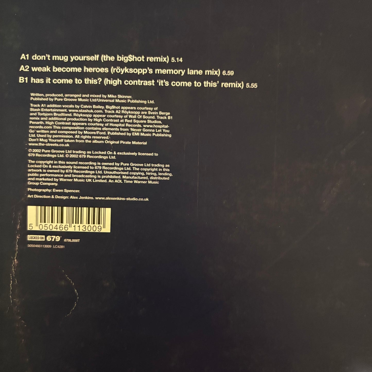 The Streets “Don’t Mug Yourself” 3 Track 12inch vinyl record