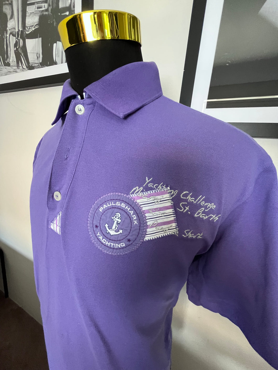 Paul & Shark 100% Cotton Purple Polo Shirt Made in Italy Size XL fits Large to XL