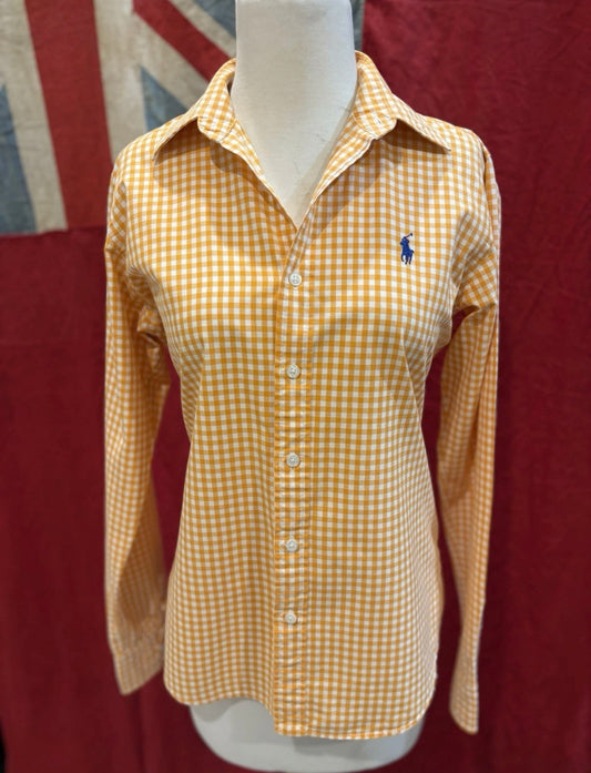 Ralph Lauren Sport Women’s 100% Cotton Orange Gingham Shirt Size 10