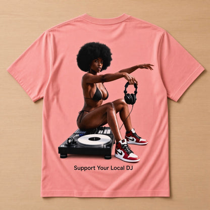 Street & Juice ‘Support Your Local DJ’ 100% Heavyweight Pink Cotton Graphic Tee