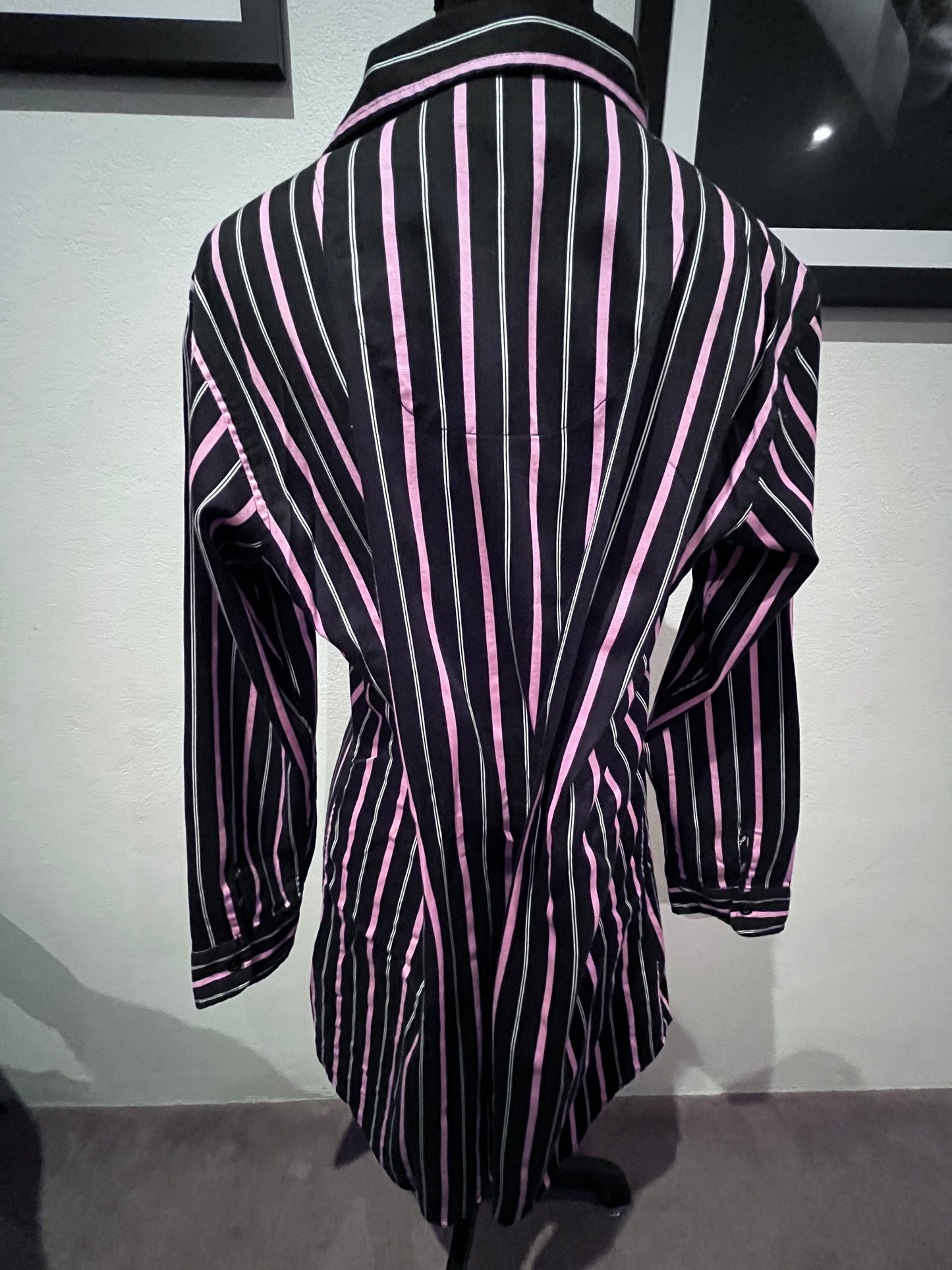 Ralph Lauren Women’s 100% Cotton Black Pink Stripe Shirt Dress Size Small