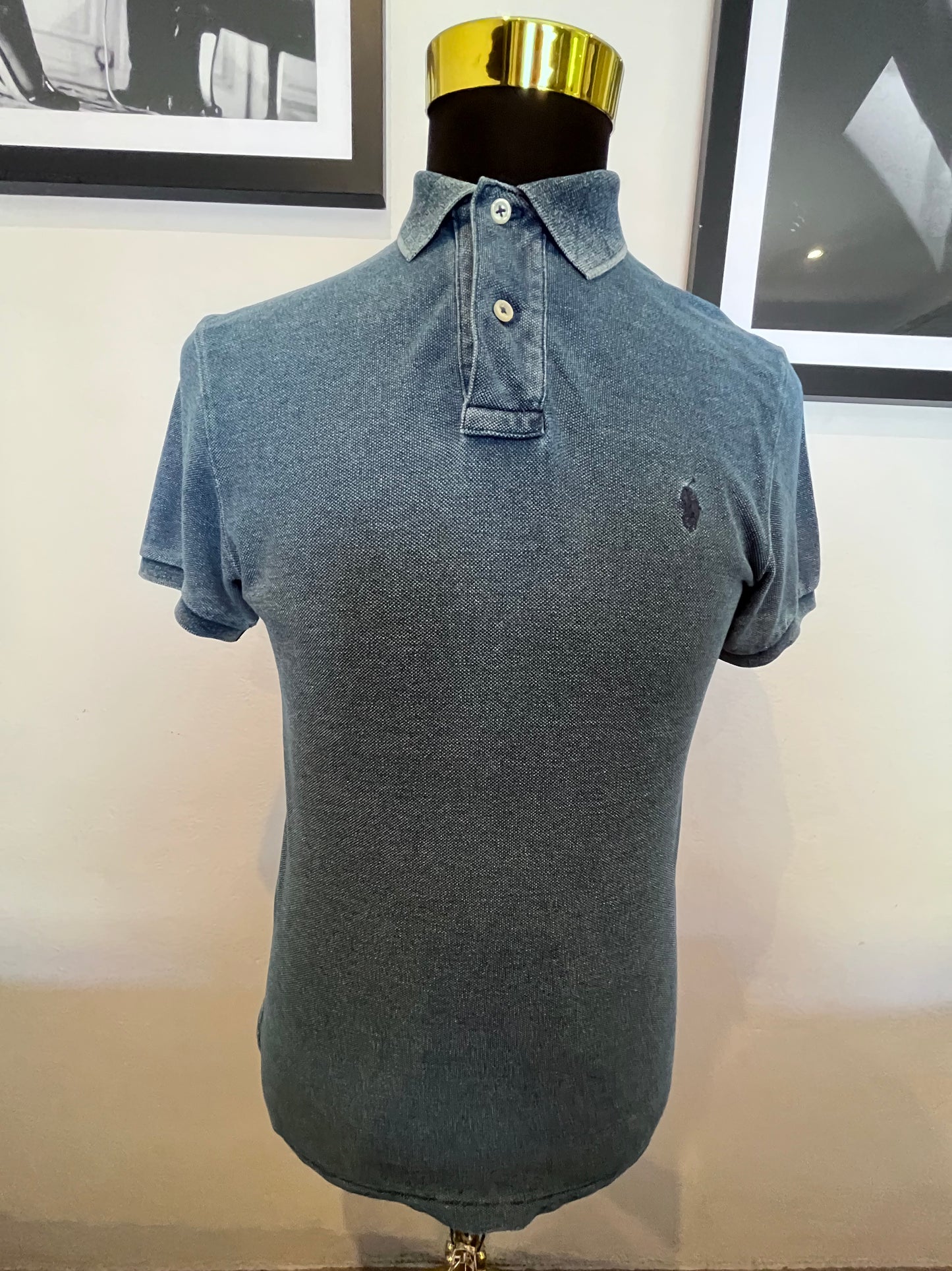 Ralph Lauren Polo, 100% Cotton Blue Denim effect Polo Shirt Size Small