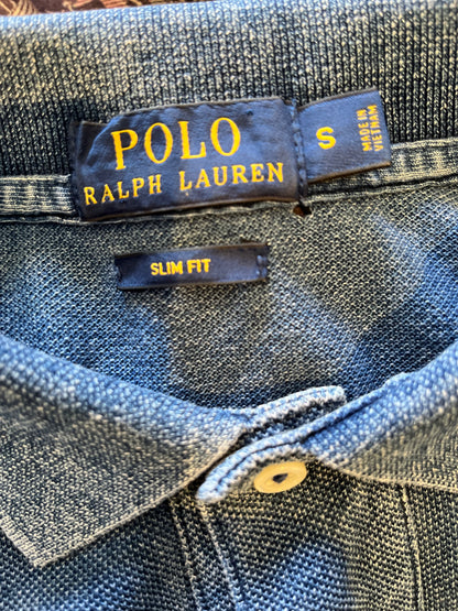 Ralph Lauren Polo, 100% Cotton Blue Denim effect Polo Shirt Size Small