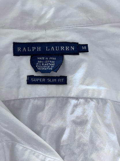 Ralph Lauren 100% Cotton Women’s Chest Logo Shirt Size 14 Super Slim Fit