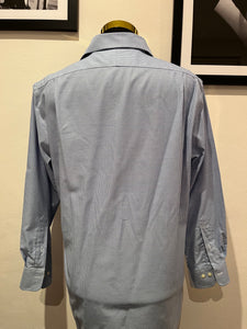 Ralph Lauren 100% Stretch Cotton Slim Fit Blue Check Shirt Size Large
