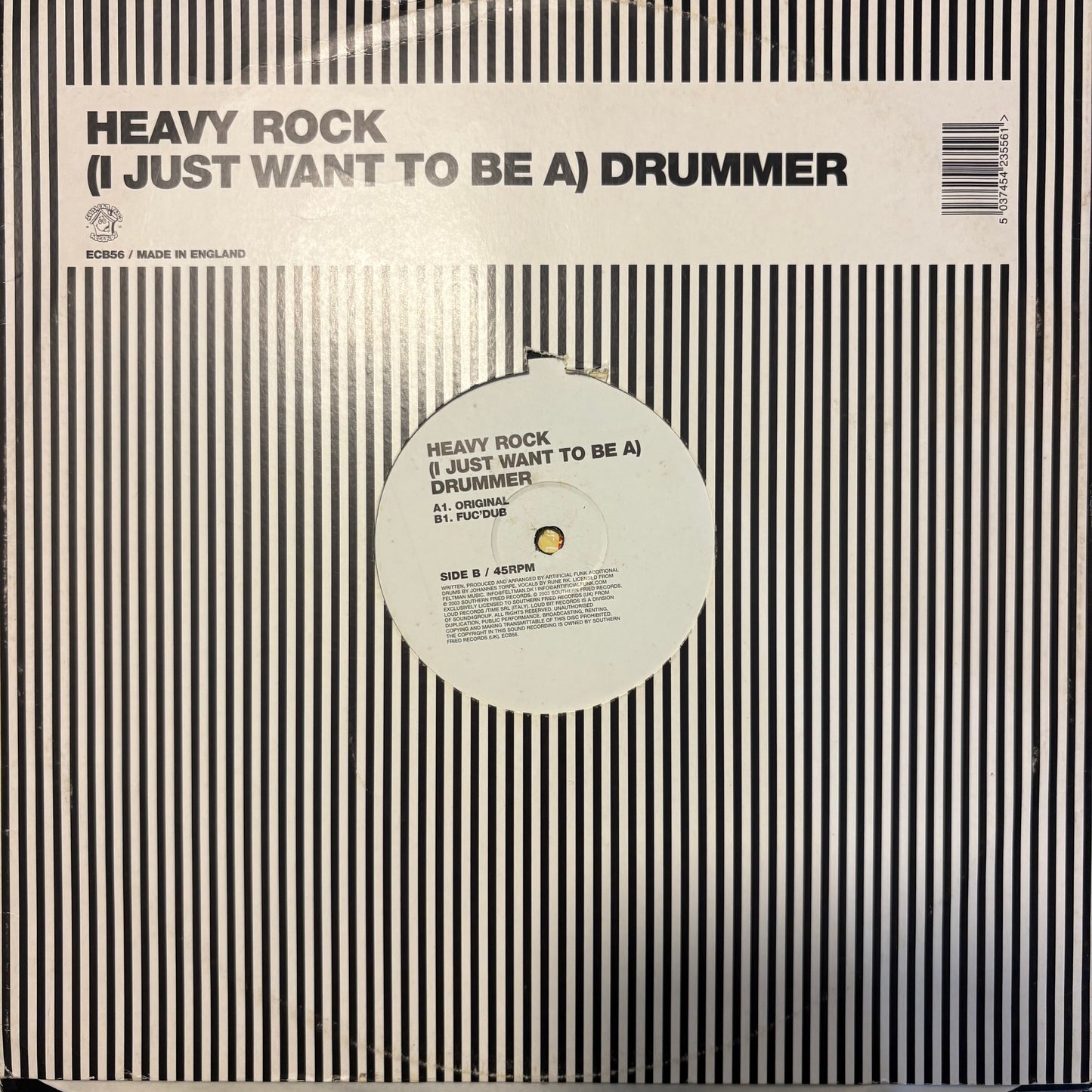 Heavy Rock “(I Just Wanna Be A) Drummer” 2 Version 12inch Vinyl Record on Southern Fried Records