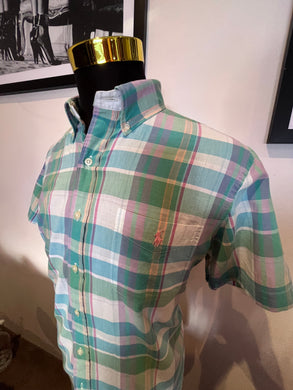 Ralph Lauren 100% Indian Madras Cotton Check Shirt Size Large Custom Fit