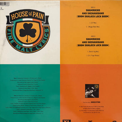 House Of Pain “Shamrocks And Shenanigan” /  “Boom Shalock Lock Boom” 4 Version 12inch vinyl record