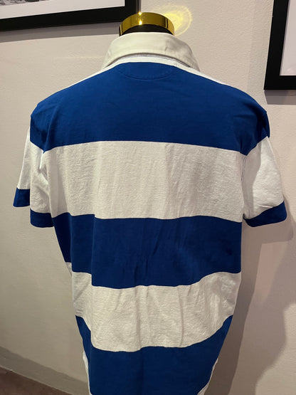 Ralph Lauren Rugby Polo Shirt 100% Cotton Size XL Blue White Stripe