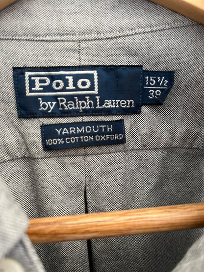 Ralph Lauren 100% Cotton Grey Button Down Shirt Size L Classic Fit 15.5/39
