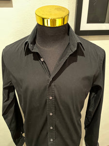 Thomas Pink 100% Cotton Super Slim Fit Black Shirt Size Large 16/41