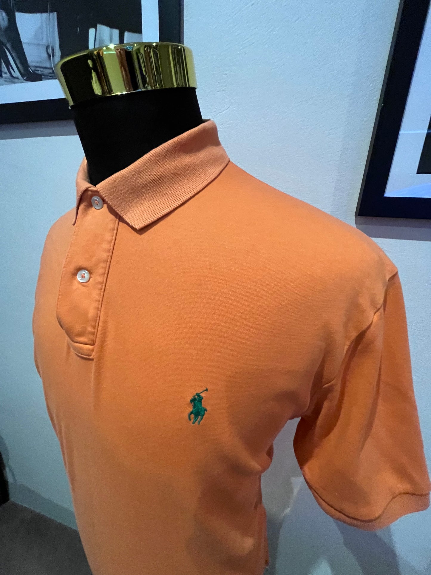 Ralph Lauren 100% Cotton Orange Polo Shirt Size Medium Regular Fit