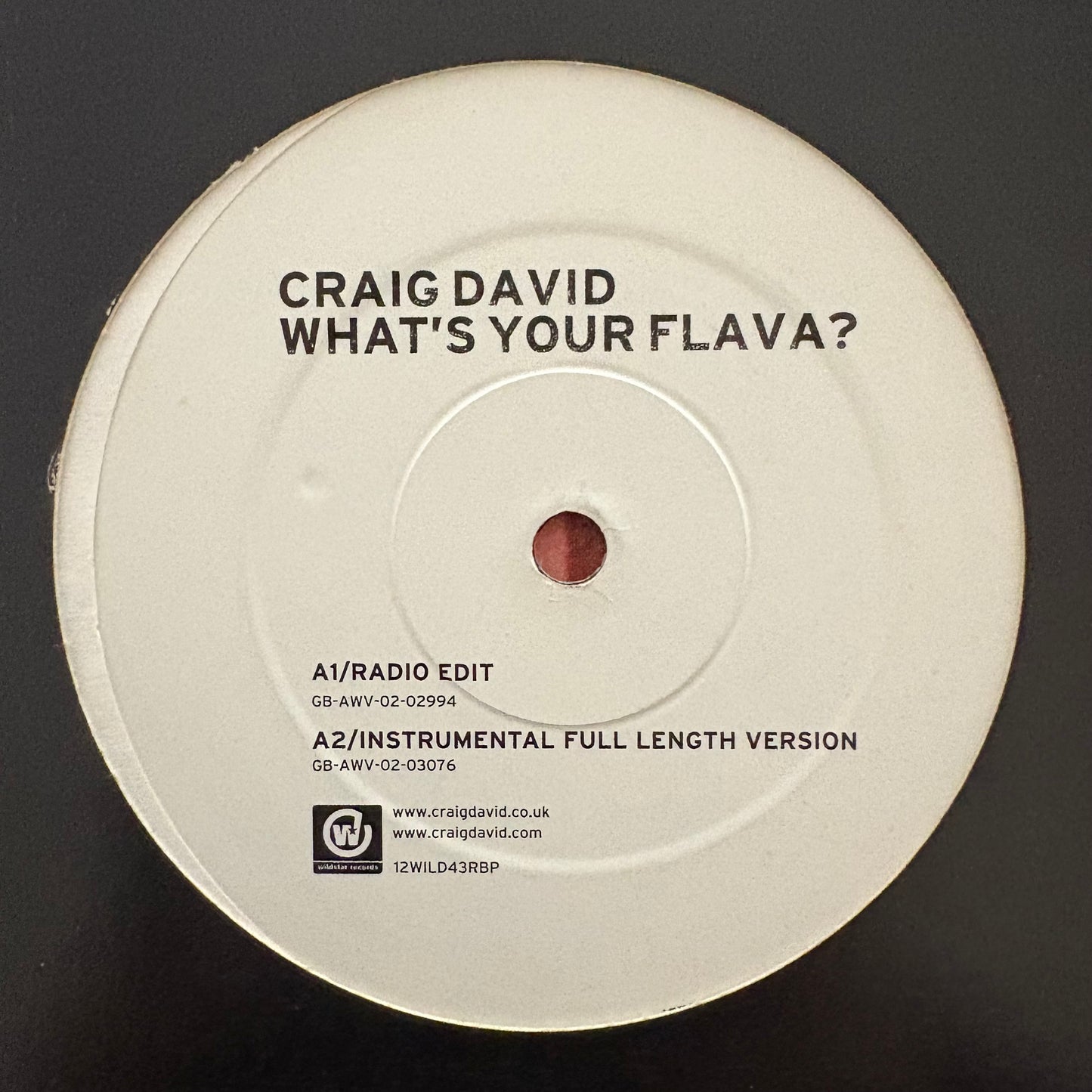 Craig David “What’s Your Flava” 4 version 12inch vinyl record