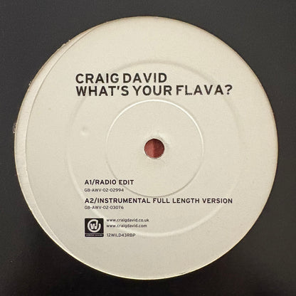 Craig David “What’s Your Flava” 4 version 12inch vinyl record