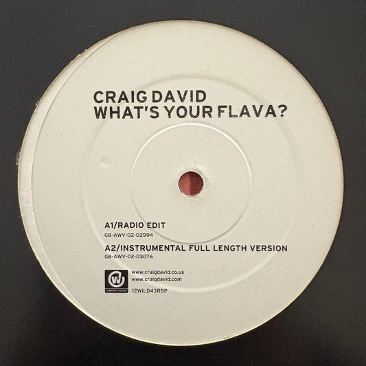 Craig David “What’s Your Flava” 4 version 12inch vinyl record
