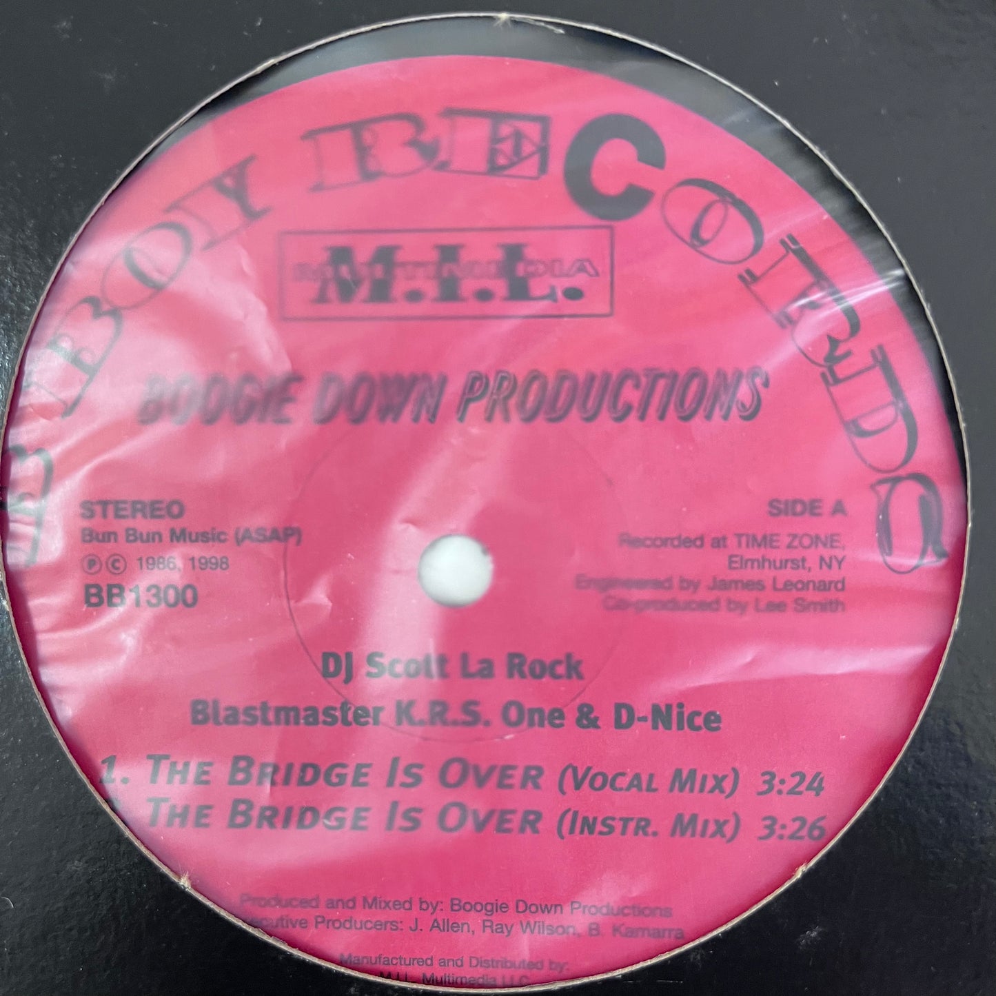 Boogie Down Productions “The Bridge Is Over” 2 Track 12inch Vinyl Record on B-Boy Records