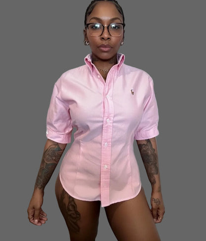 Ralph Lauren Women’s 100% Cotton Pink Shirt Slim Fit Size 8