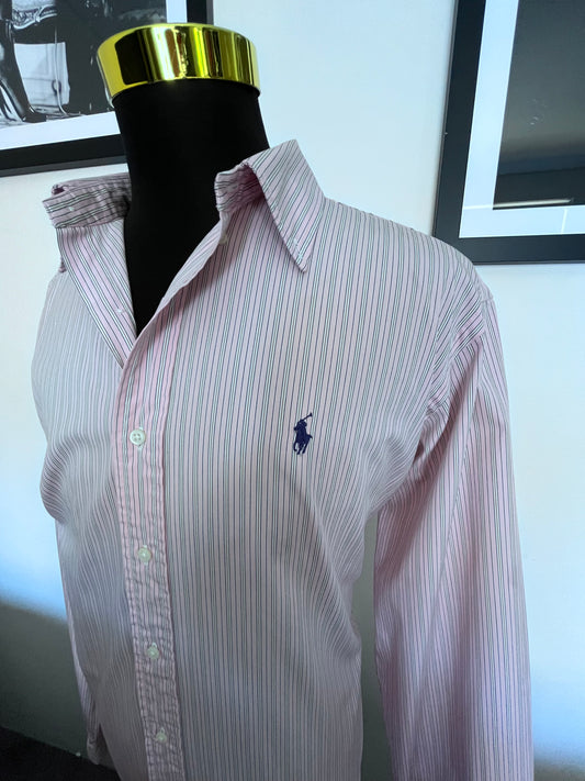 Ralph Lauren 100% Cotton Pink / White Button Down Shirt Size XL Classic Fit