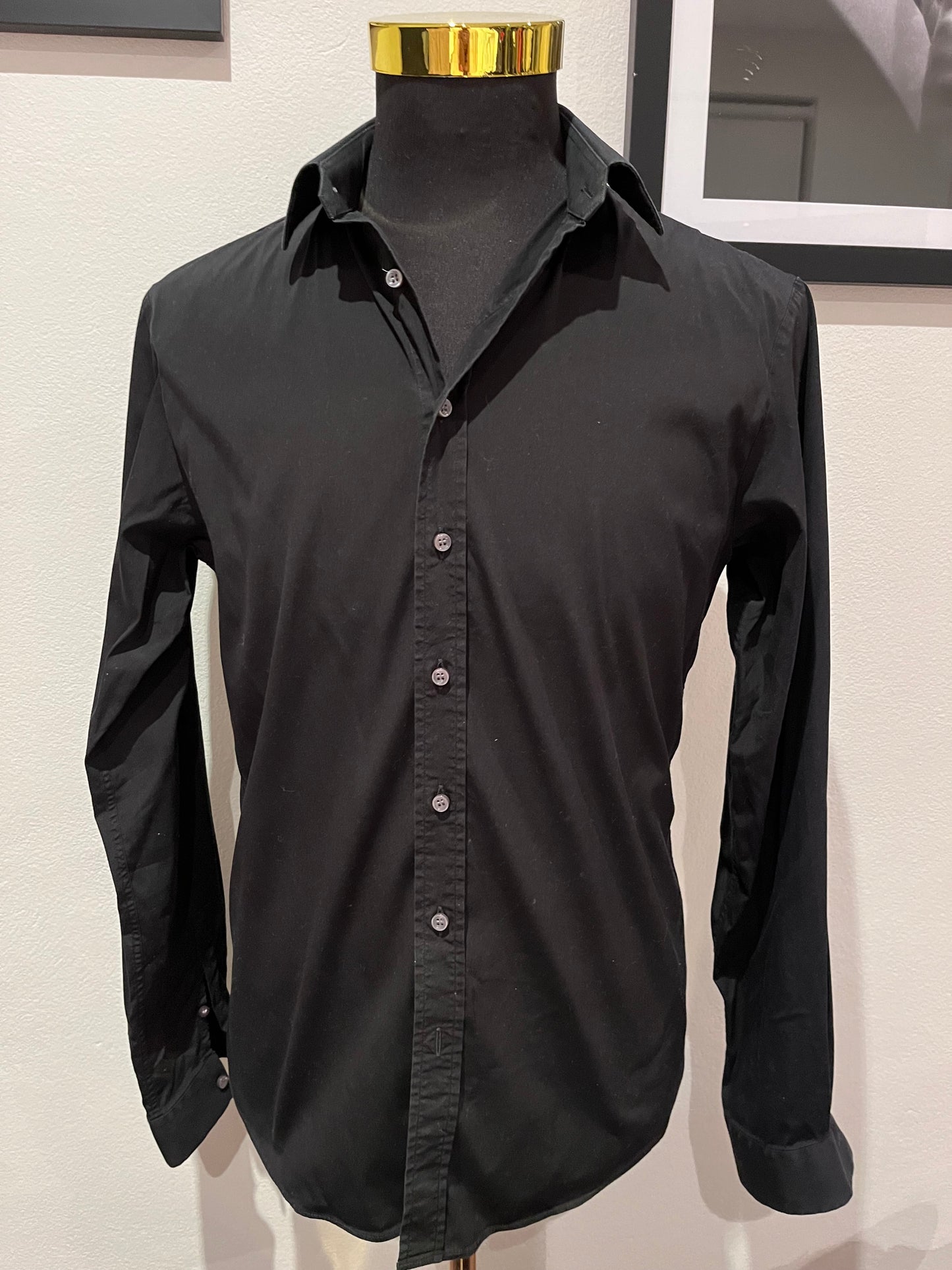 Thomas Pink 100% Cotton Super Slim Fit Black Shirt Size Large 16/41