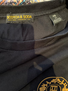 Scotch & Soda Cotton Blend Black Logo Print Tee Size XL