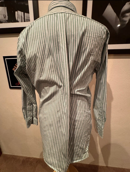Ralph Lauren 100% Cotton Green White Stripe Shirt Size 16 Large Button Down