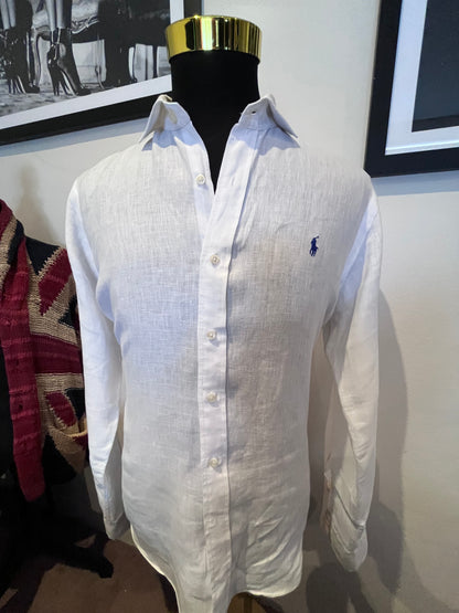 Ralph Lauren 100% Linen White Shirt Size Large