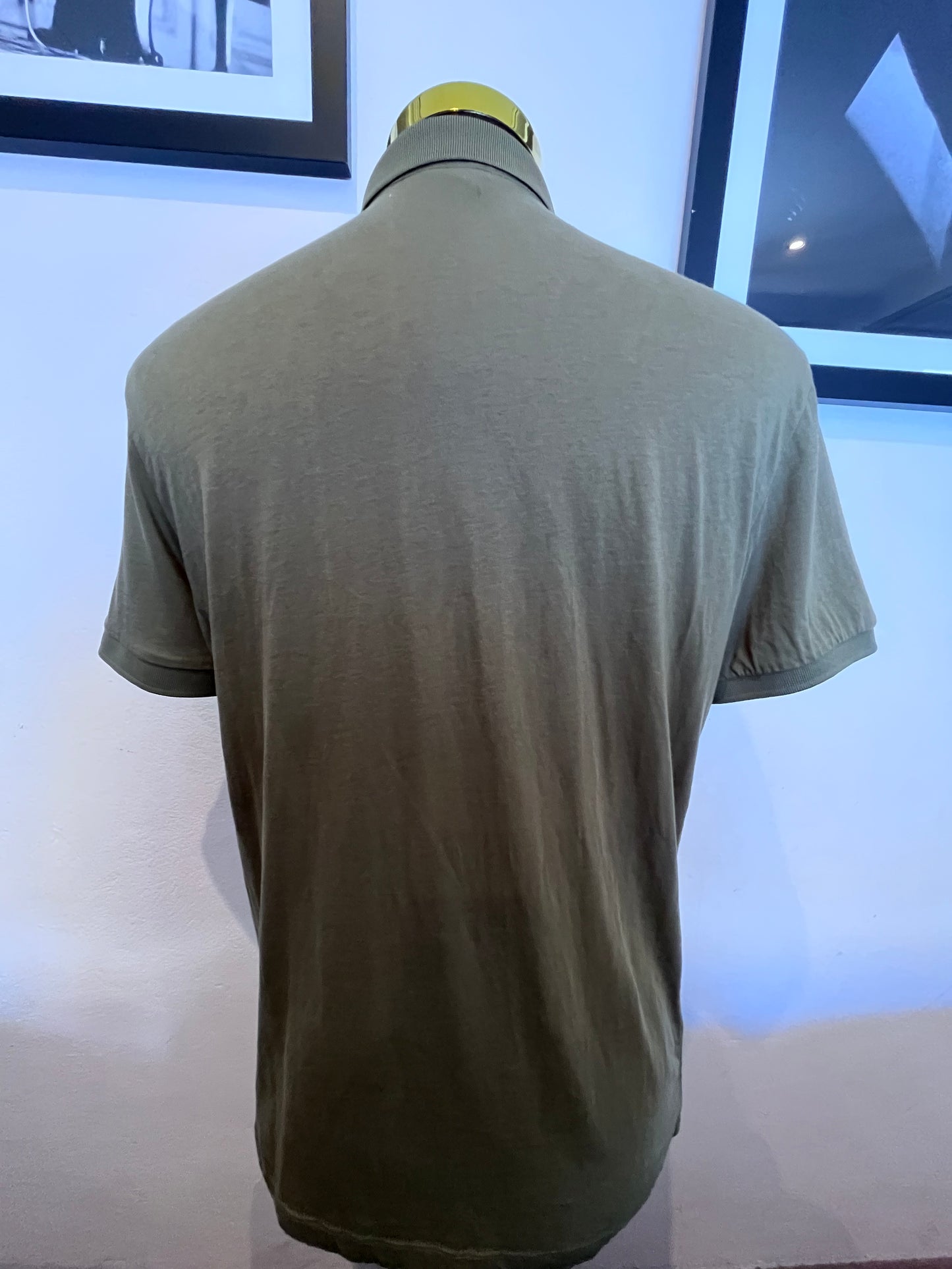 Armani Armani Exchange 100% Cotton Khaki Polo Size Medium Logo Chest Print