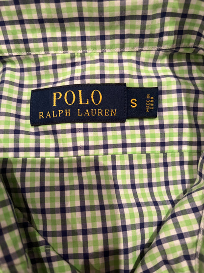 Ralph Lauren 100% Cotton Green Check Shirt Size S Slim Fit