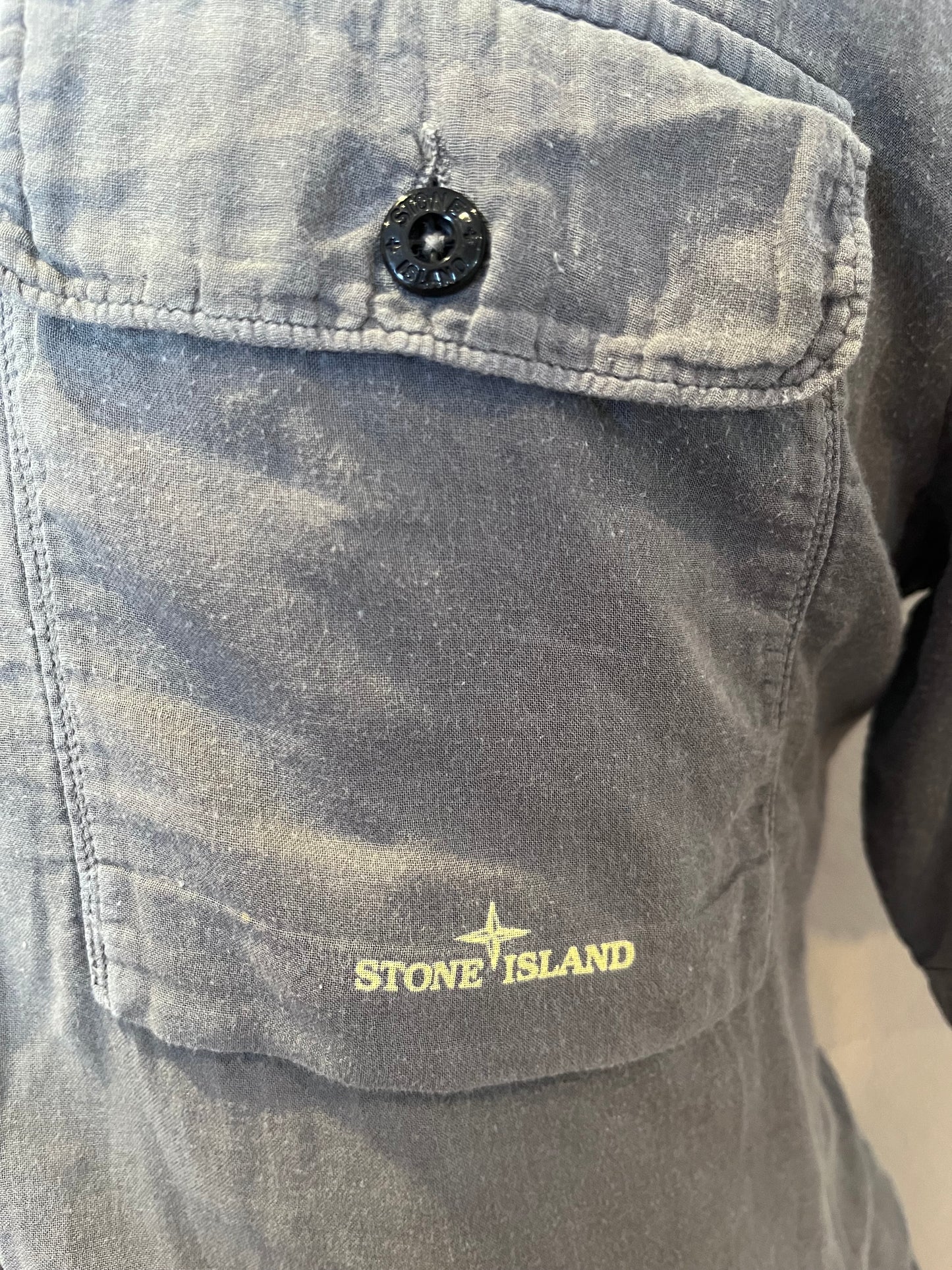 Stone Island 100% Cotton Linen Grey Shirt Size XL regular Fit Made in Italy