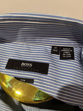 Load image into Gallery viewer, Boss Hugo Boss Selection 100% Cotton Shirt Blue White Strip Size Large