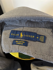 Ralph Lauren 100% Stretch Cotton Size Medium Black White Check