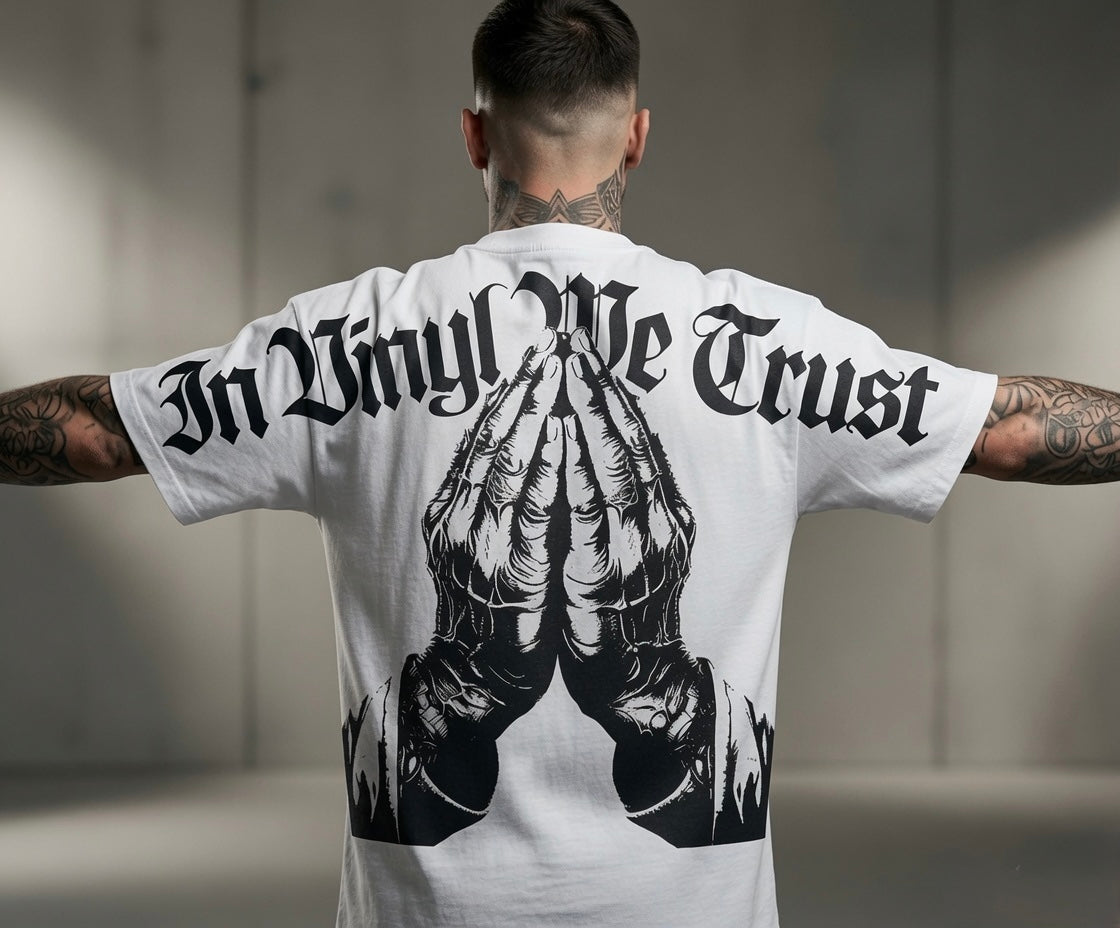 Street & Juice ‘In Vinyl We Trust’ 100% White Cotton Graphic Tee