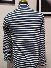 Load image into Gallery viewer, The Academy Brand 100% Cotton Blue White Stripe Shirt Size Medium Slim Fit