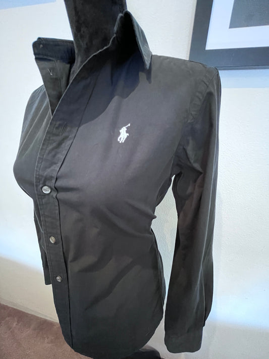 Ralph Lauren Women’s 100% Cotton Black Shirt Size 4 Slim Fit