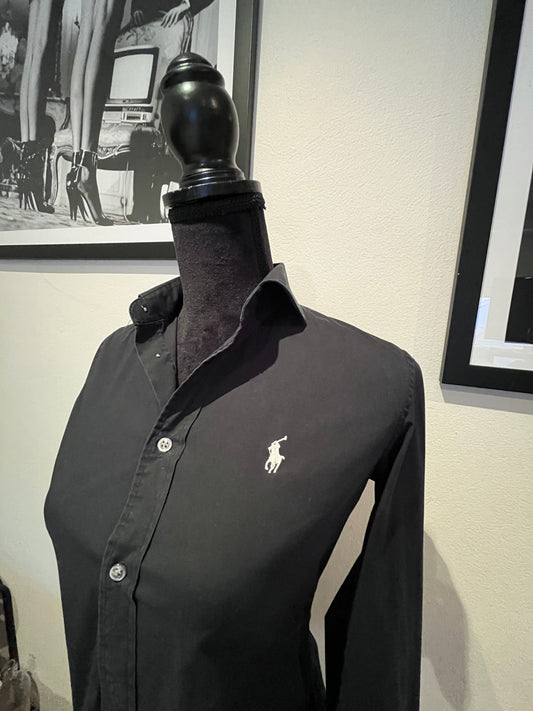 Polo Ralph Lauren Women’s 100% Cotton Black Shirt Size 4 Slim Fit