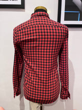 Load image into Gallery viewer, Burberry Brit 100% Cotton Logo Pocket Red Black Check Shirt Size Small Slim Fit