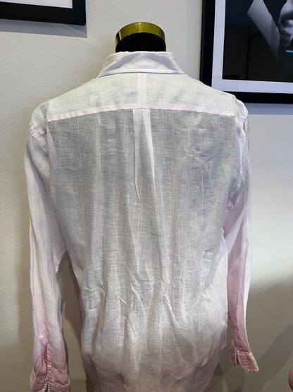 Ralph Lauren Pink 100% Linen Cotton Shirt Size Large Slim Fit Polo Ralph Lauren
