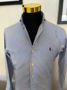 Ralph Lauren 100% Cotton Blue / White Stripe Size Medium