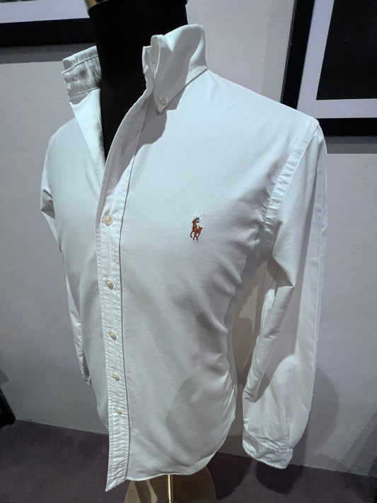 Ralph Lauren 100% Cotton White Oxford Shirt Size S Classic Fit Button Down Collar