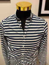 Load image into Gallery viewer, The Academy Brand 100% Cotton Blue White Stripe Shirt Size Medium Slim Fit
